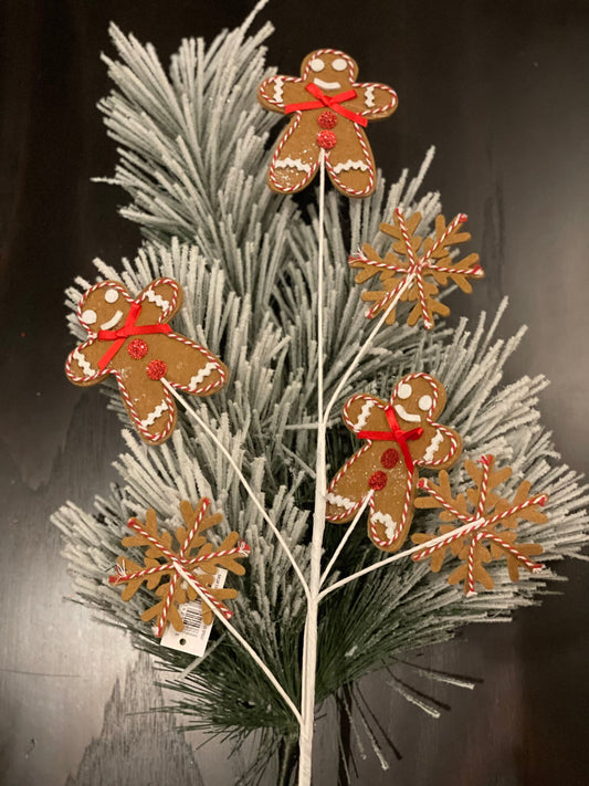31" Gingerbread snowflake spray