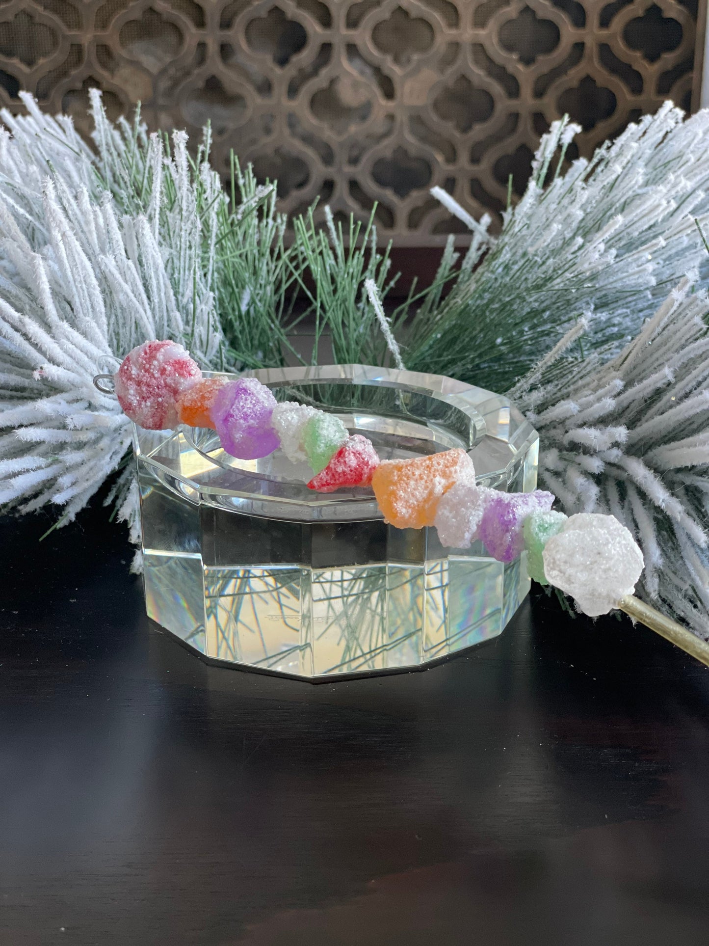 Set of 3. 9" Candy stick ornament