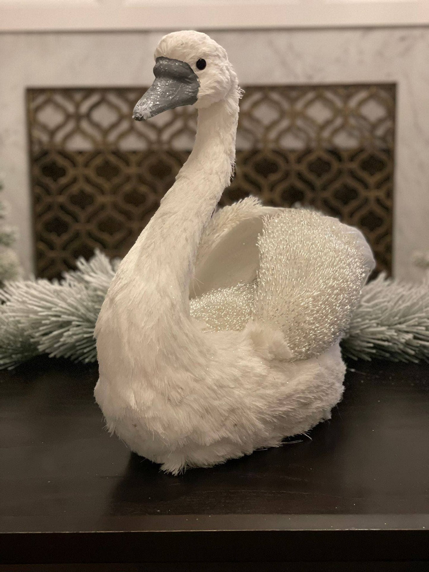 19" Snow fleece swan.