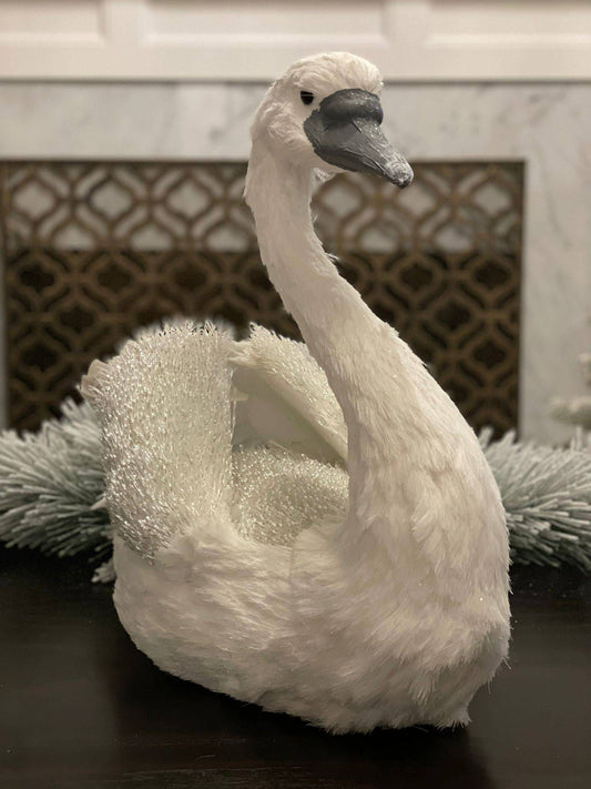 19" Snow fleece swan.