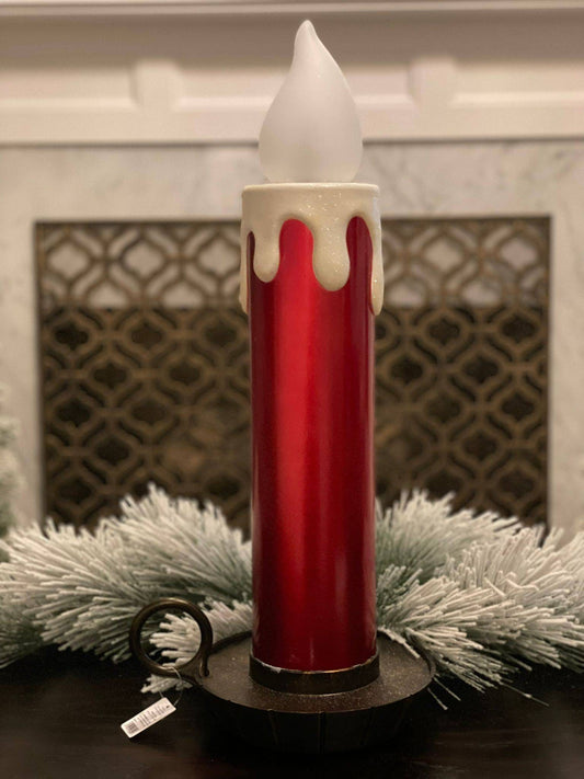 22.5" Metallic red battery operated candle.