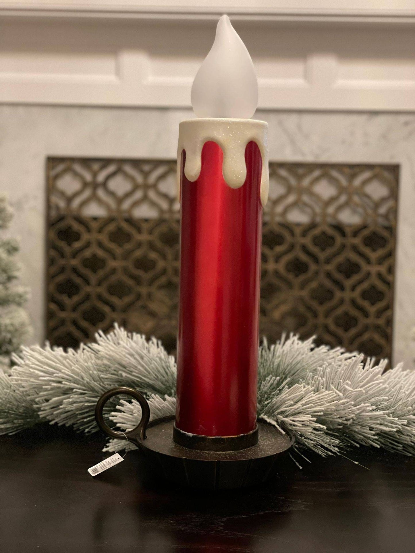 22.5" Metallic red battery operated candle.
