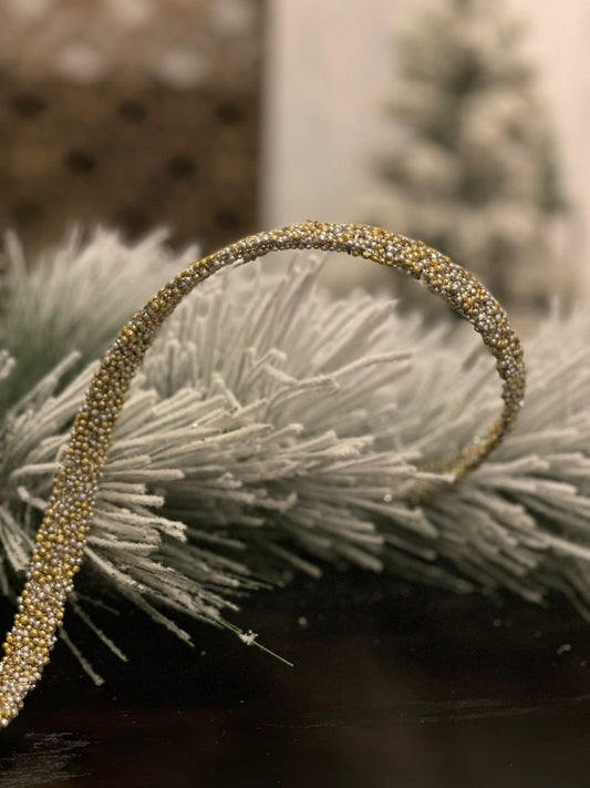 15’ x 1/2” Gold and silver beaded garland. Raz.