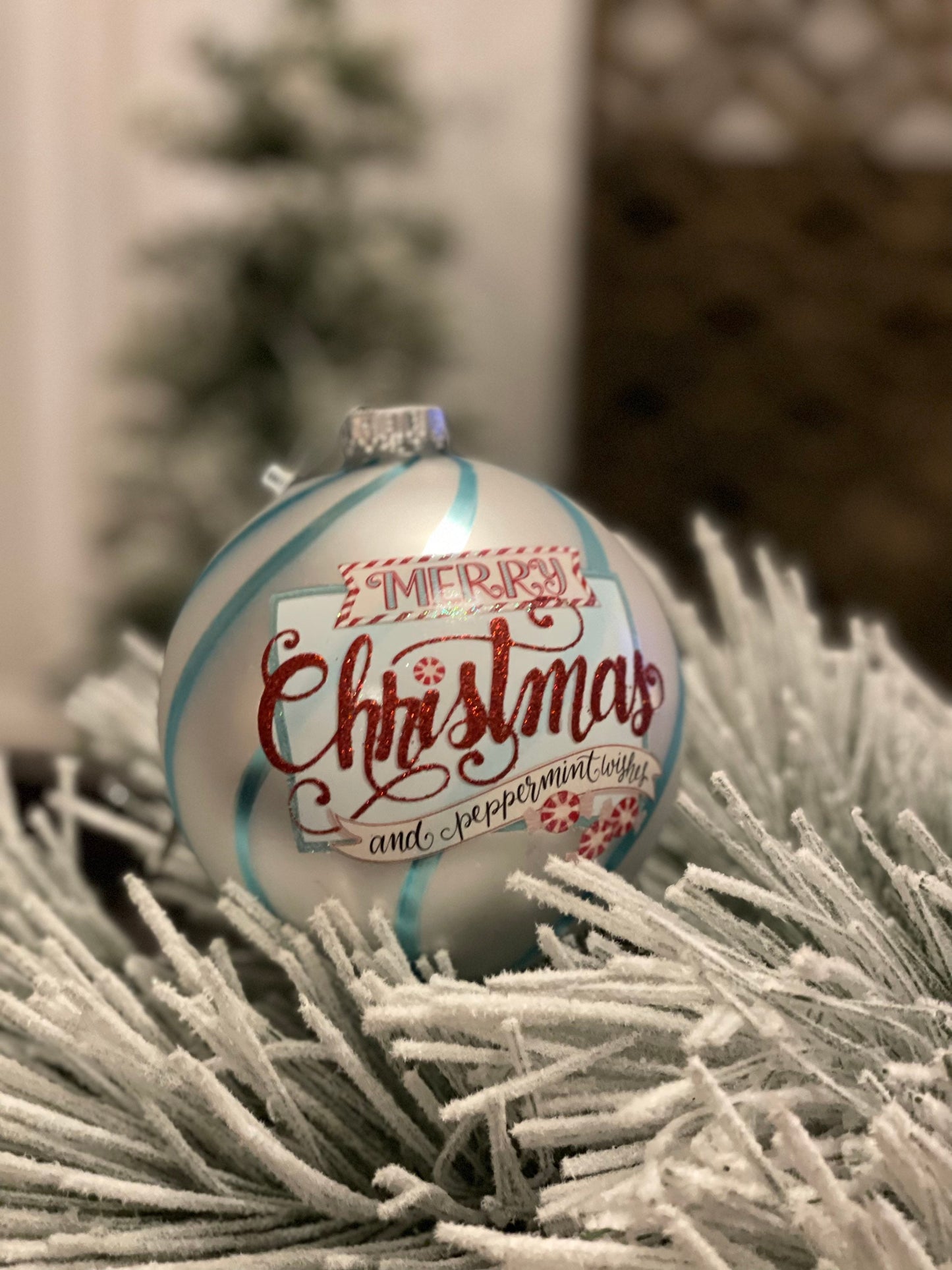 5" Merry Christmas glass ball ornament.