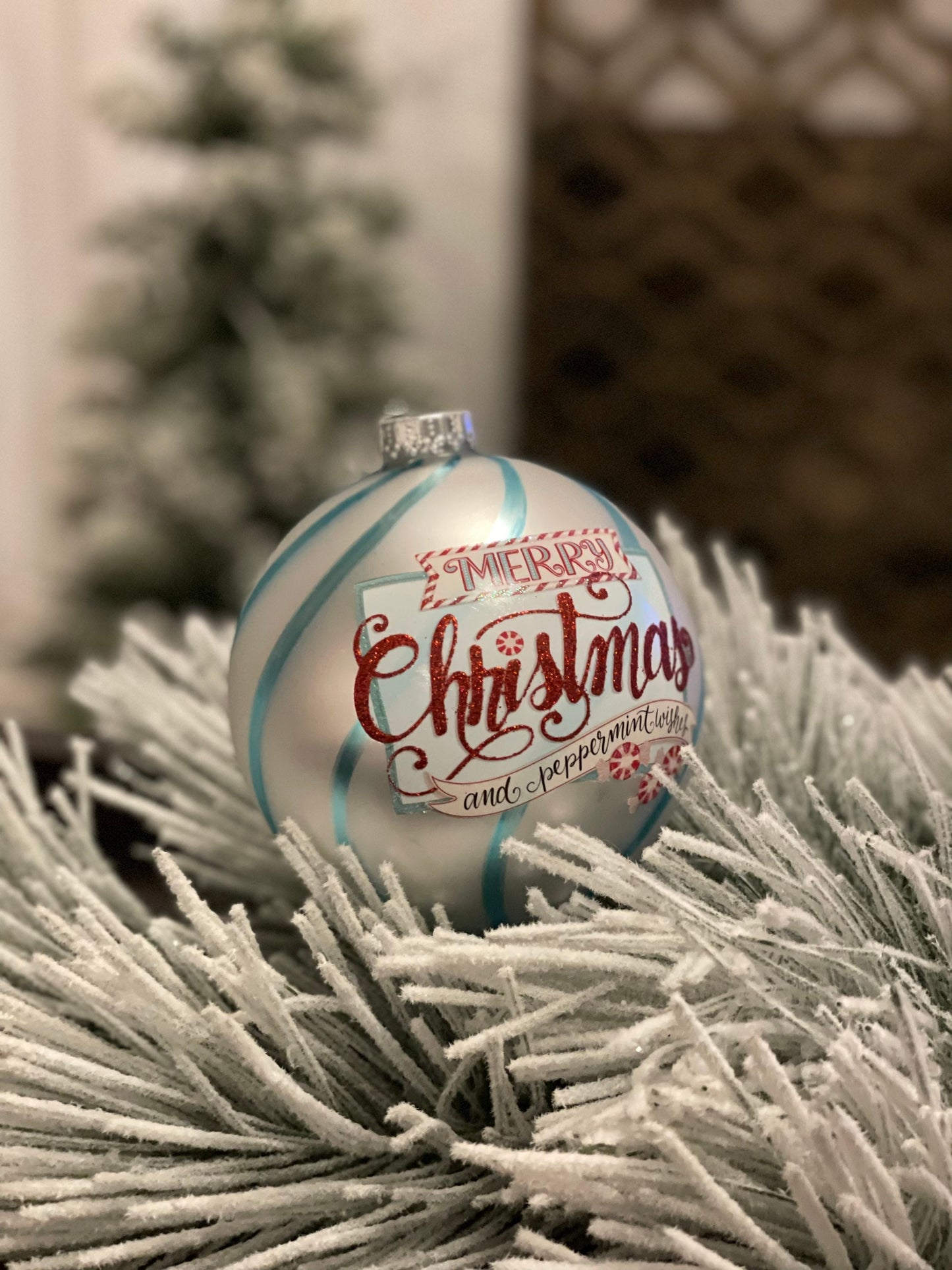 5" Merry Christmas glass ball ornament.