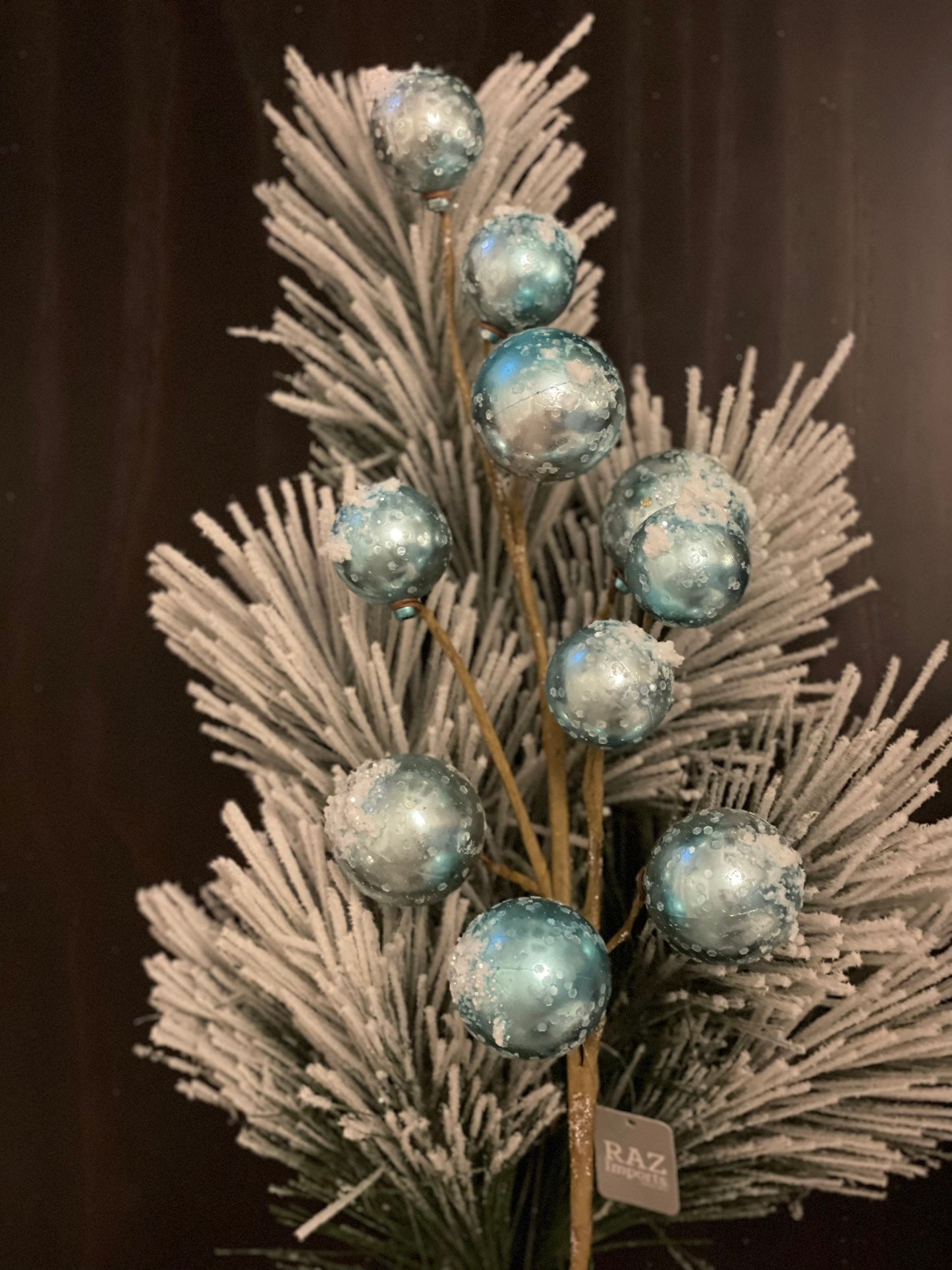 27” snowy blue ornament ball spray*