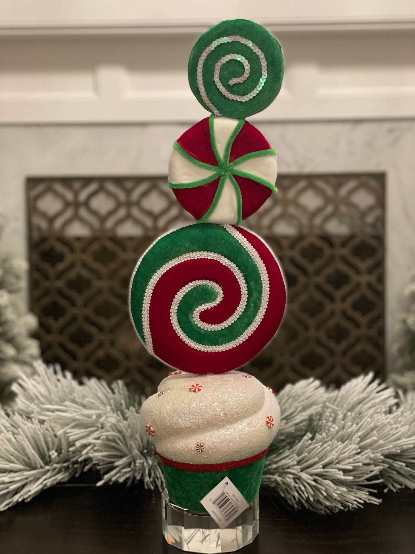 22” topiary mints green/red/white