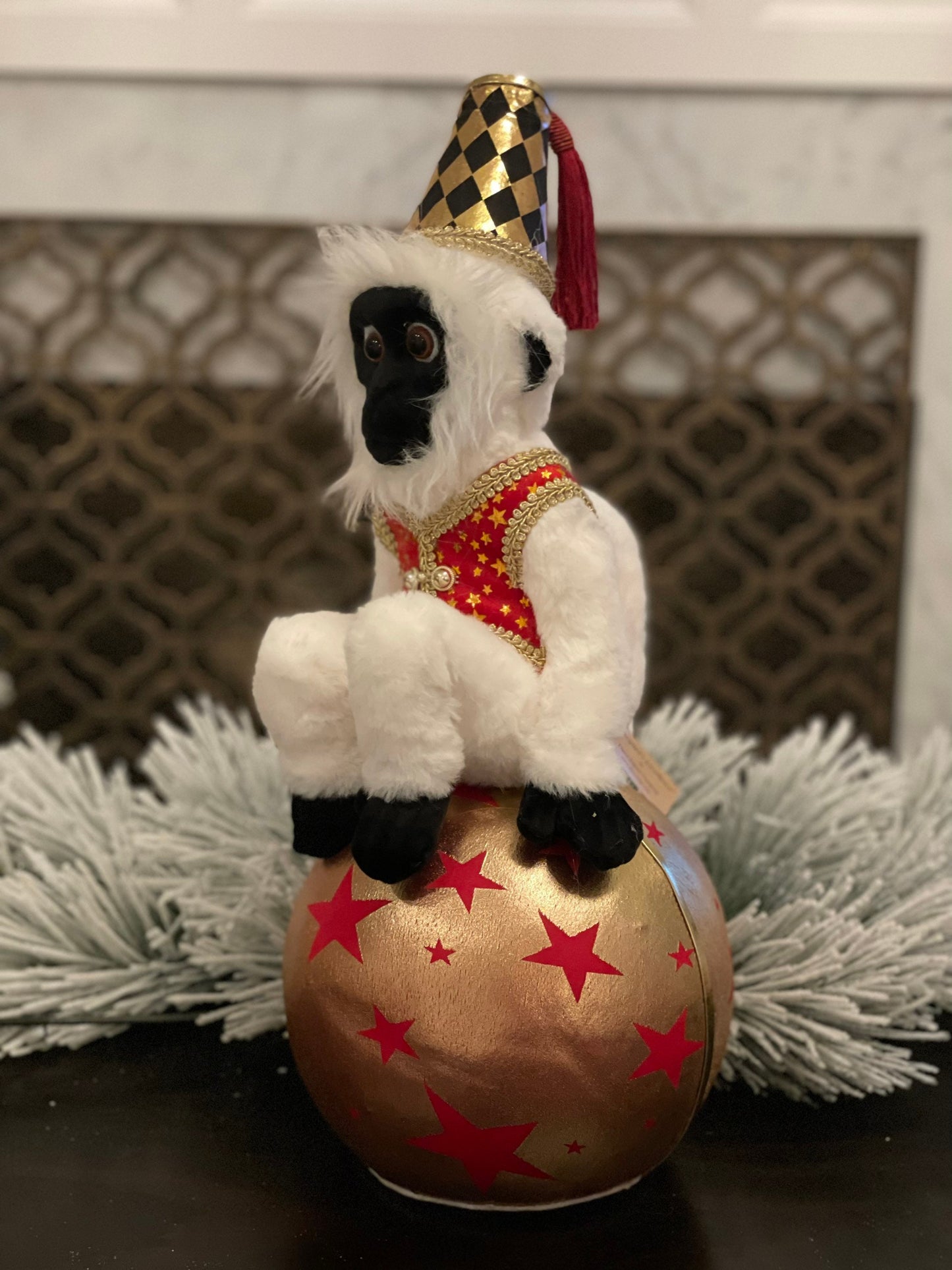 19"monkey on ball tabletop. Circus. Christmas. Party animal.