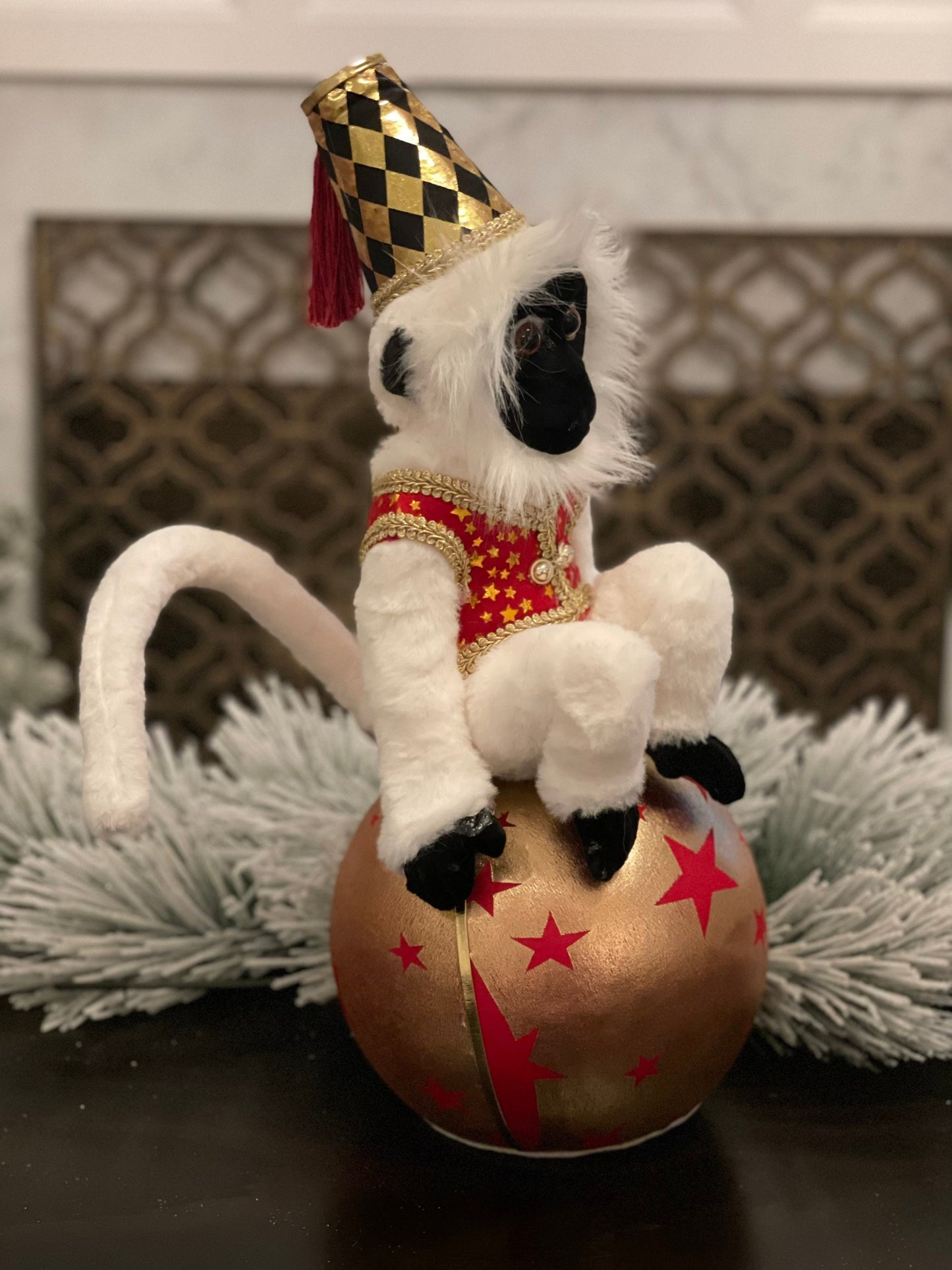 19"monkey on ball tabletop. Circus. Christmas. Party animal.