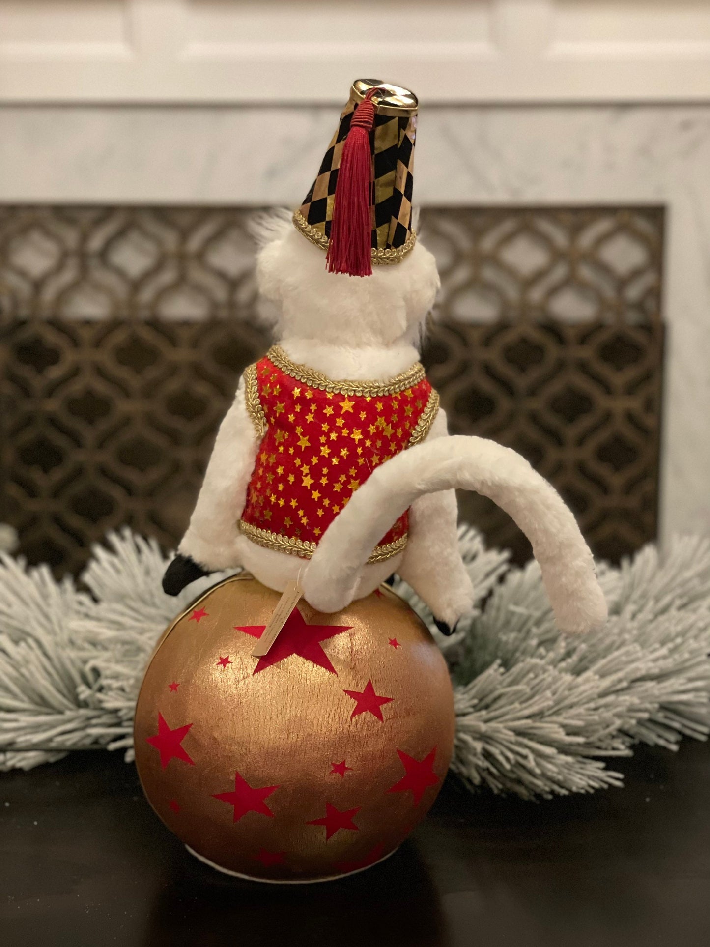 19"monkey on ball tabletop. Circus. Christmas. Party animal.