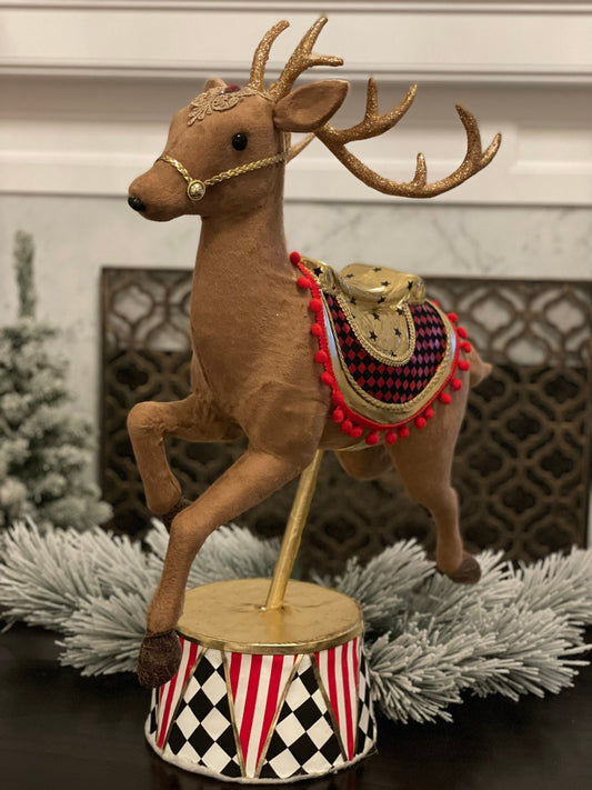 28"x16" Reindeer decorated tabletop. Circus. Christmas. Party animal.