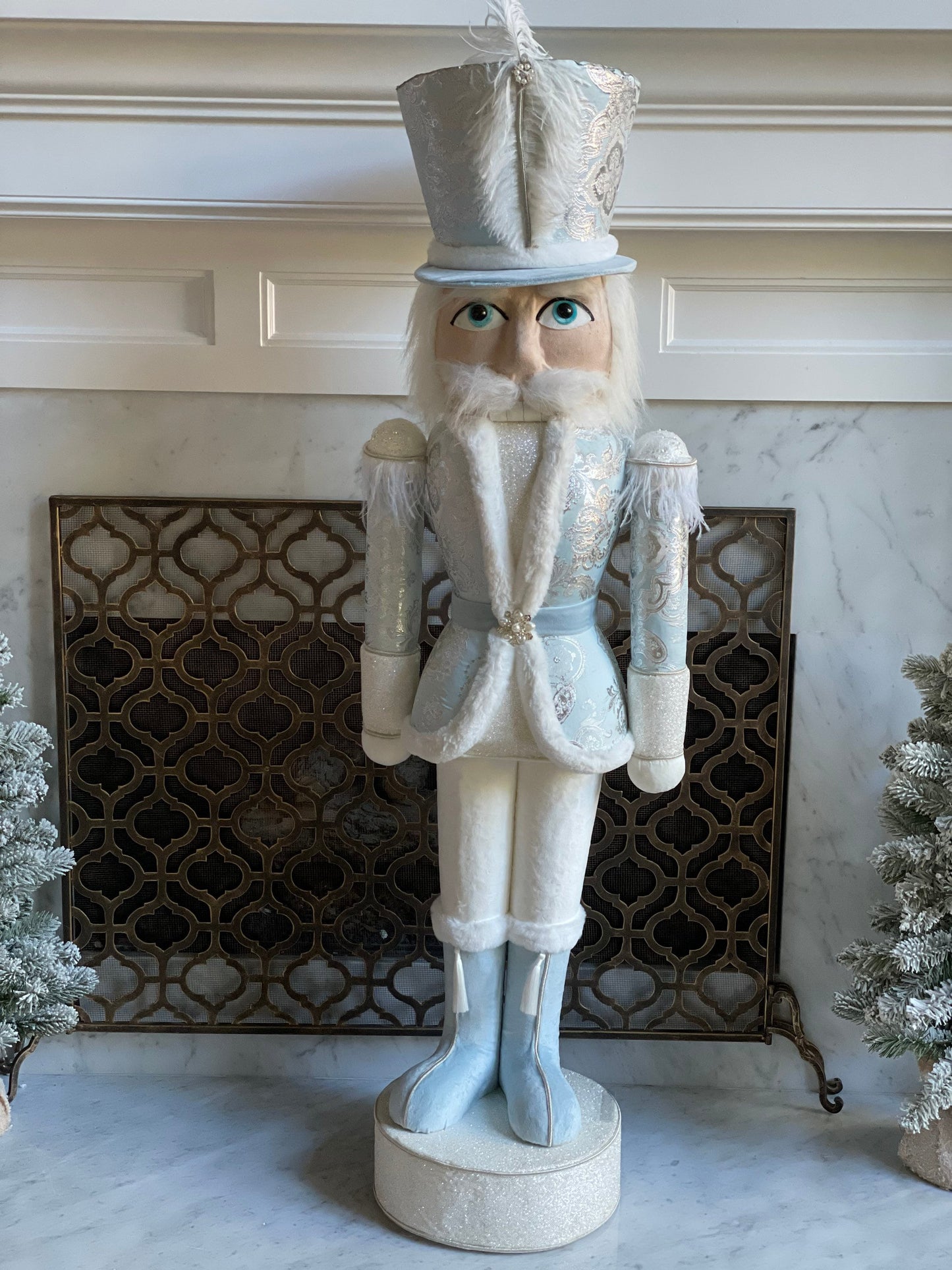 57” Elegant Nutcracker. Baby blue, silver and white.