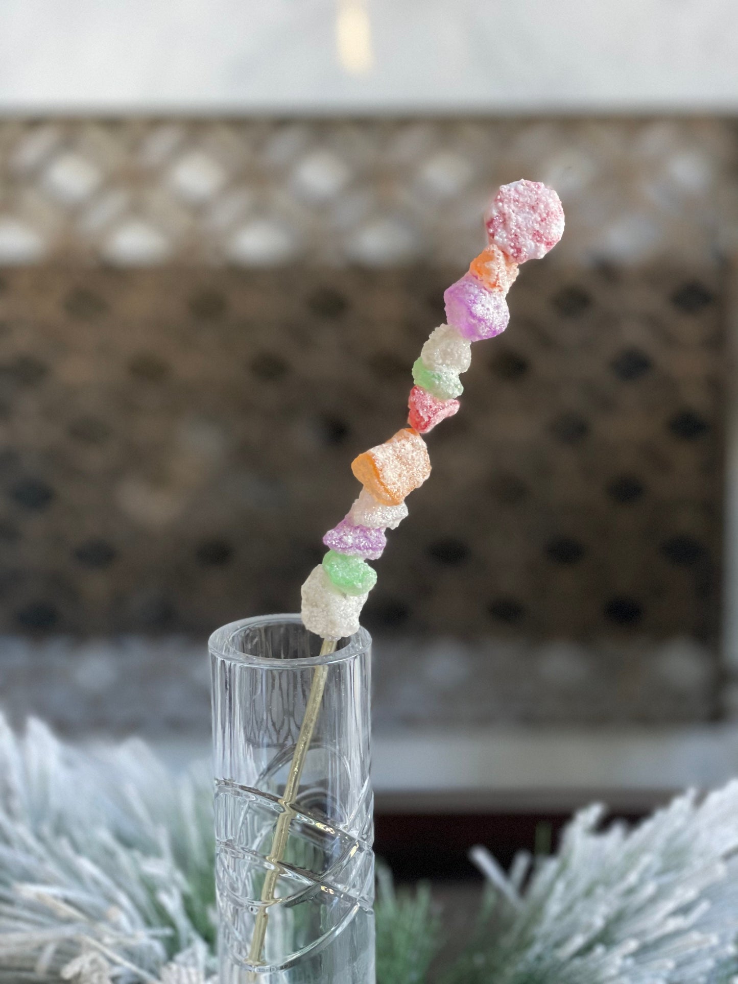 Set of 3. 9" Candy stick ornament