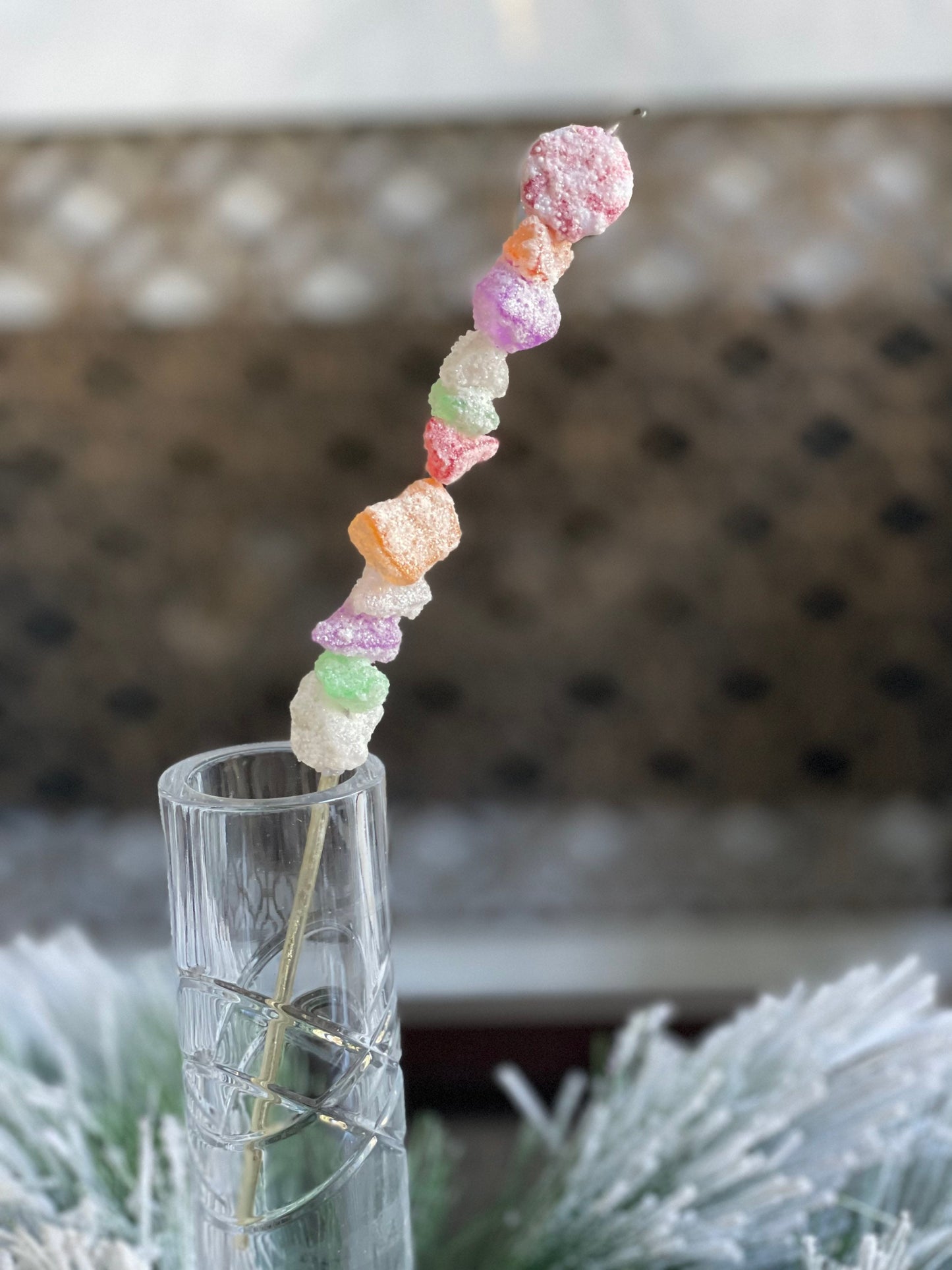 Set of 3. 9" Candy stick ornament