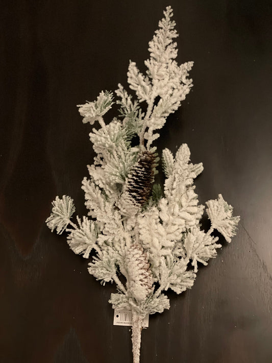 29" Mixed snow pine cone spray.