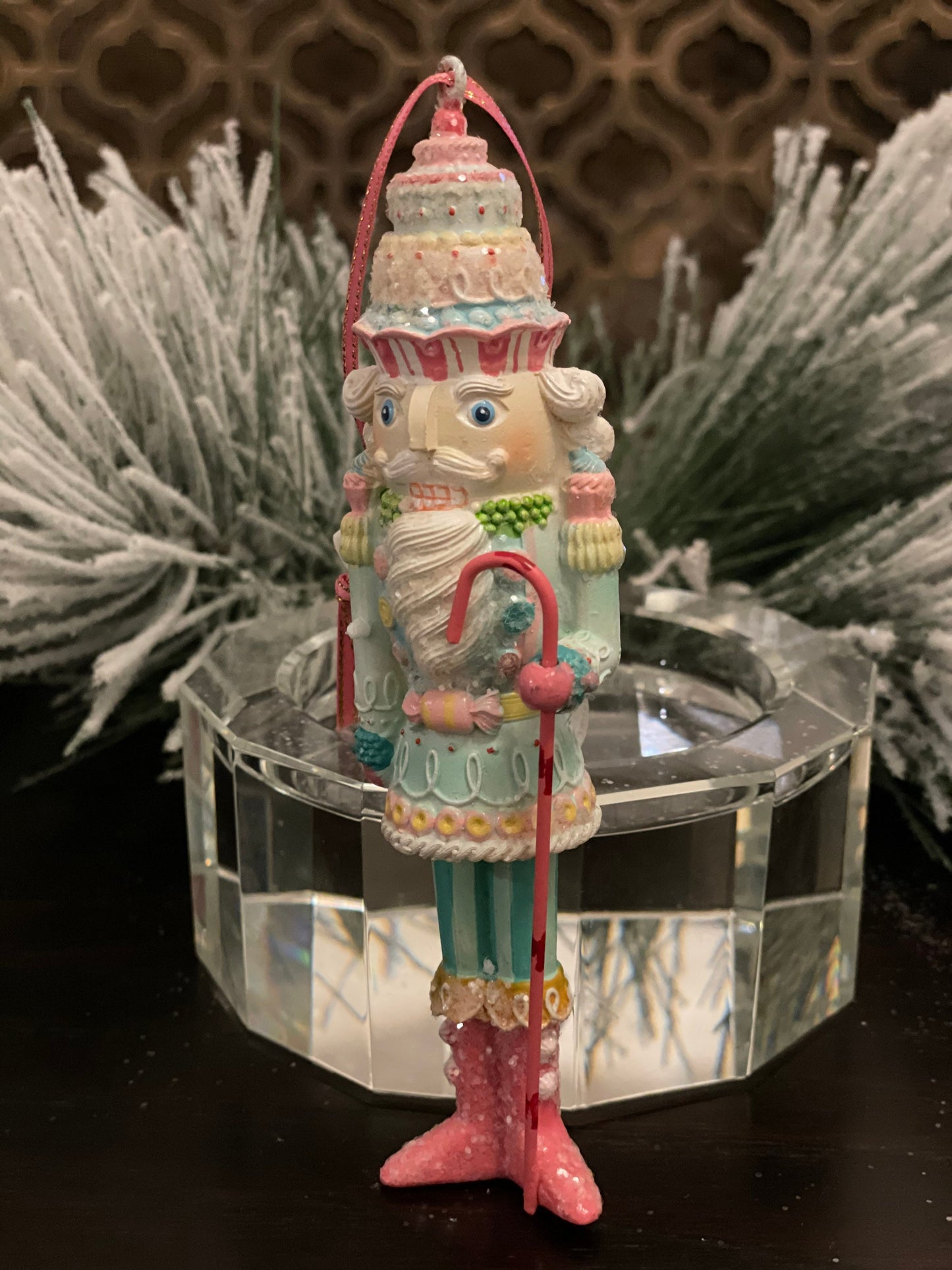 6” pastel candy nutcracker ornament.
