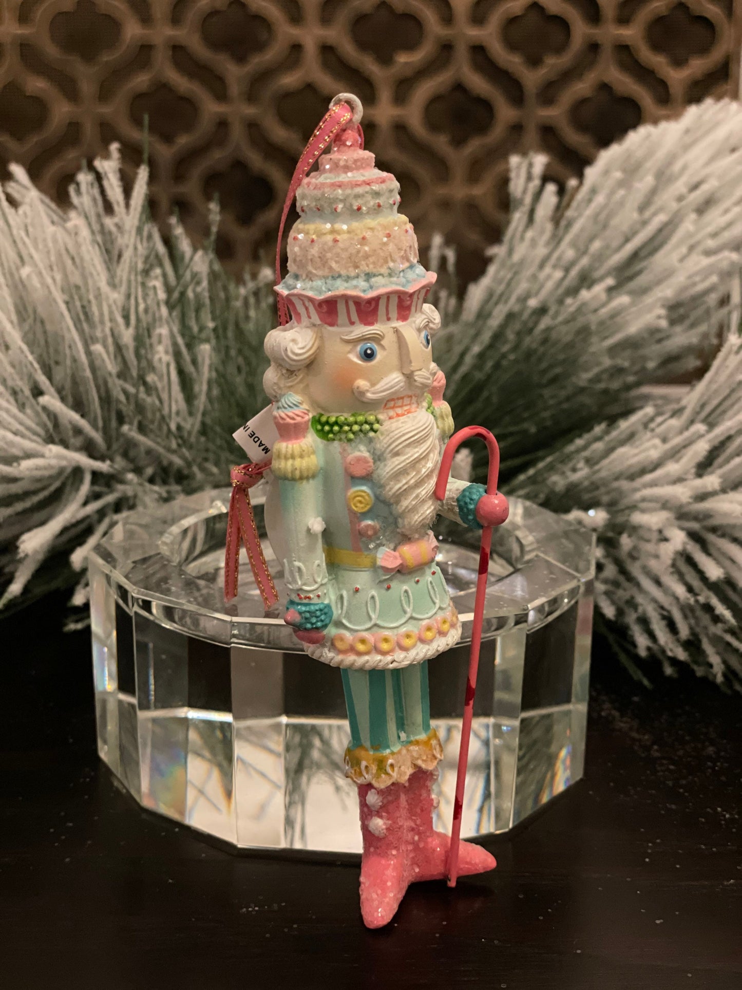 6” pastel candy nutcracker ornament.