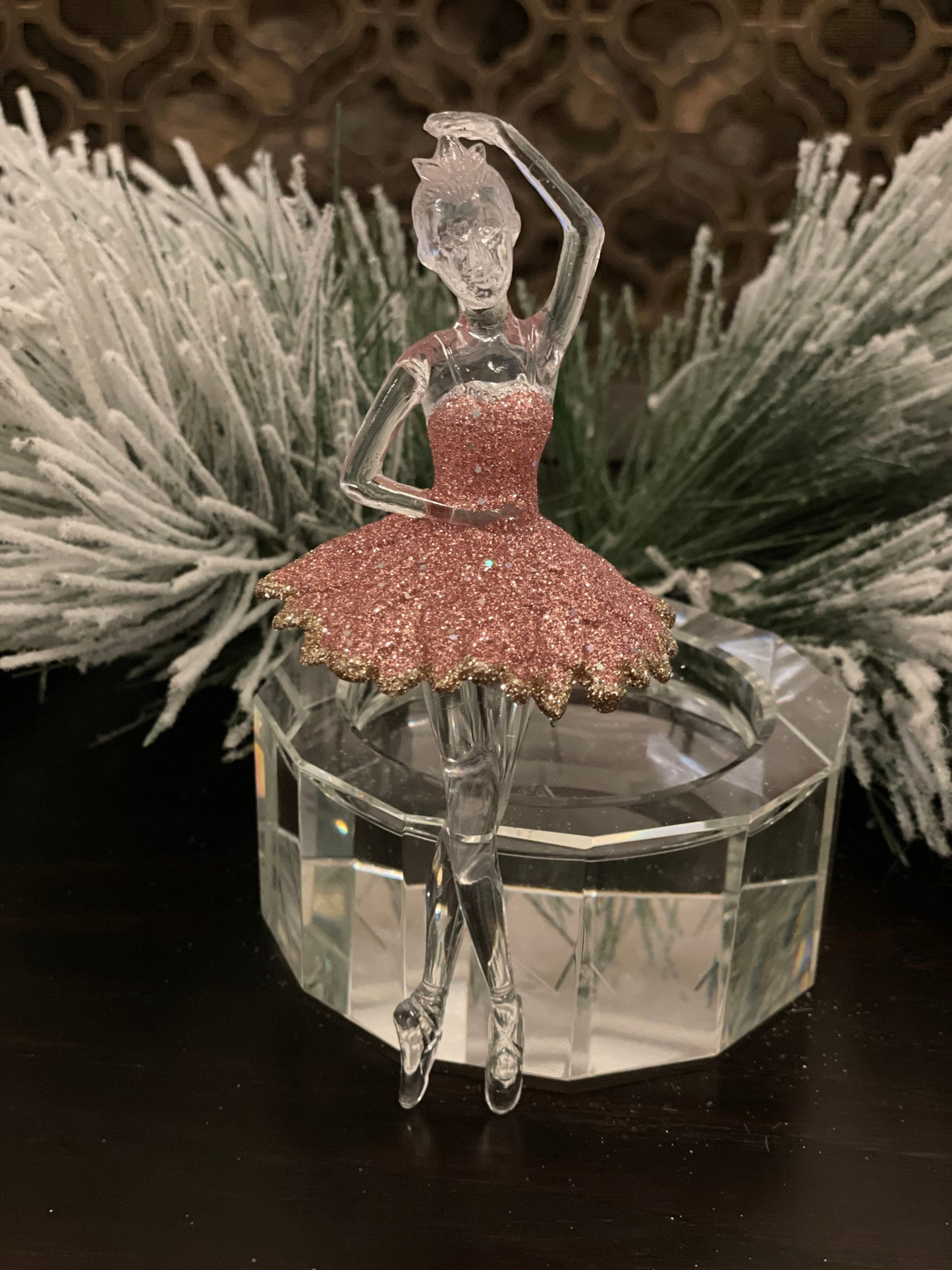 7.5 "acrylic ballerina sweet dreams couple dancing. Set of 2. Pink.