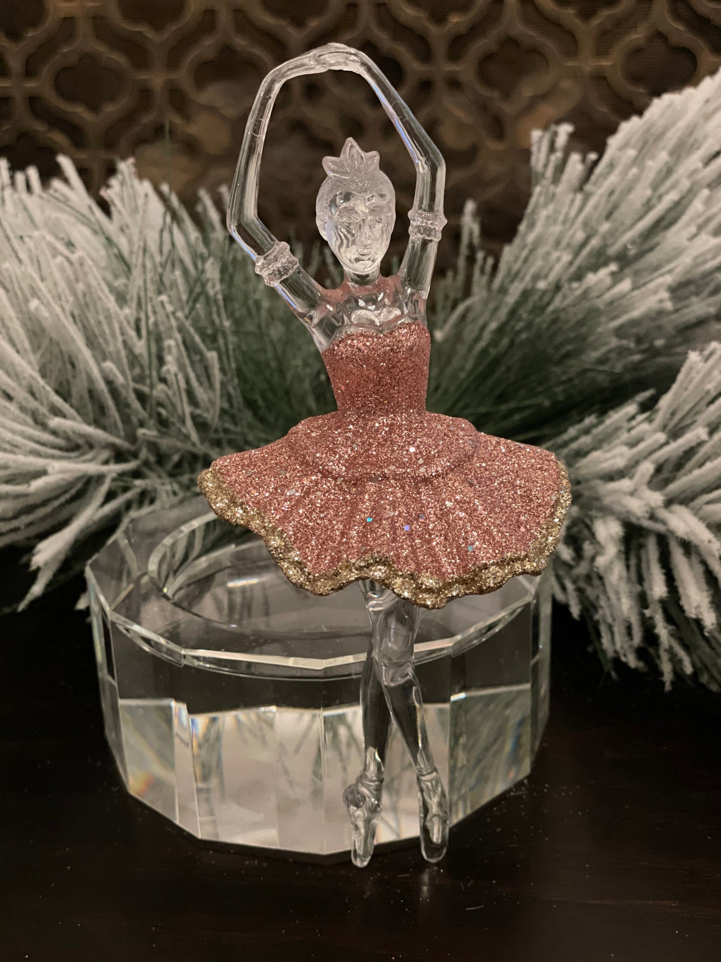 7.5 "acrylic ballerina sweet dreams couple dancing. Set of 2. Pink.
