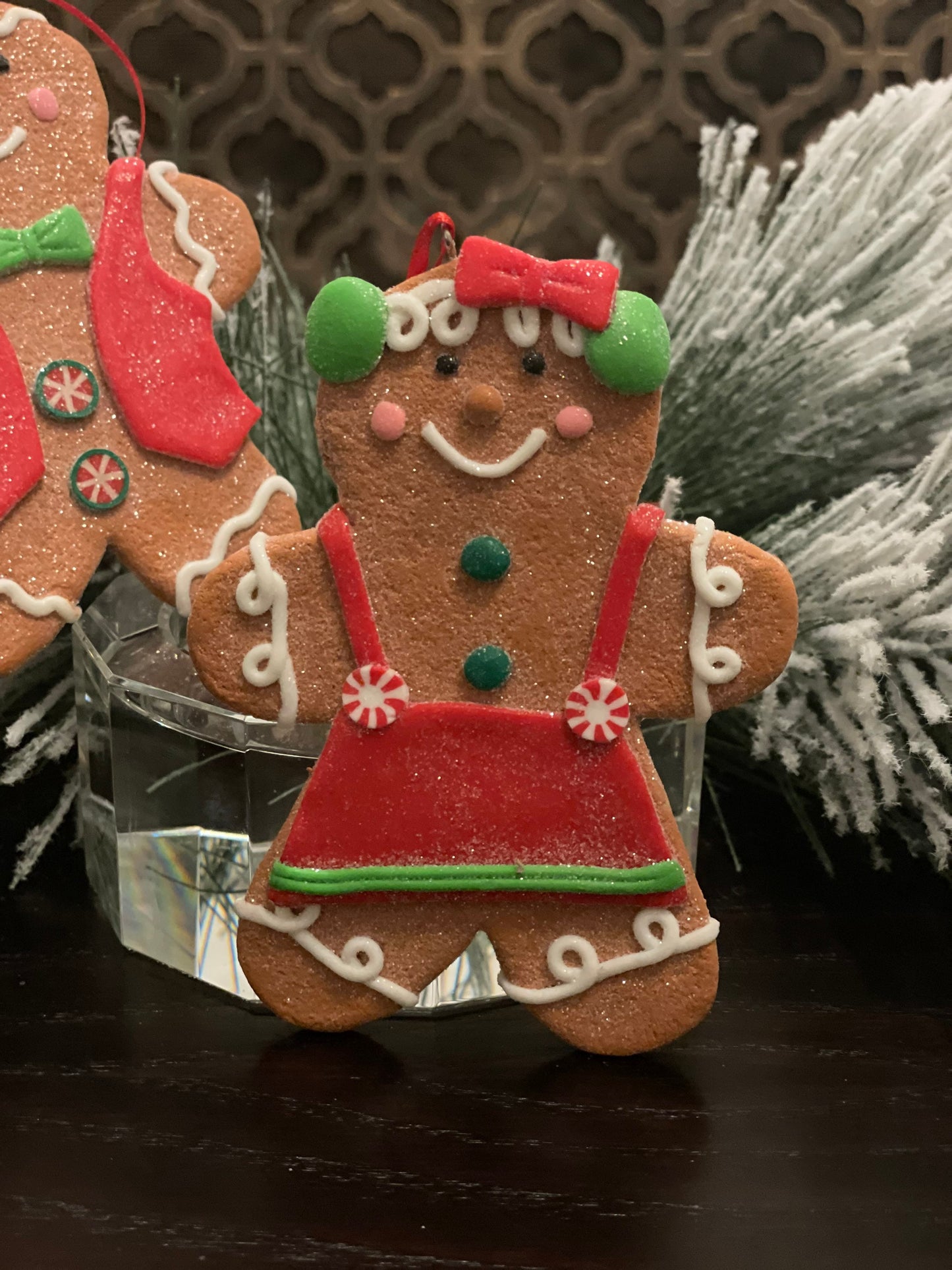 5” gingerbread boy and girl ornament. candy Christmas. Set of 2.