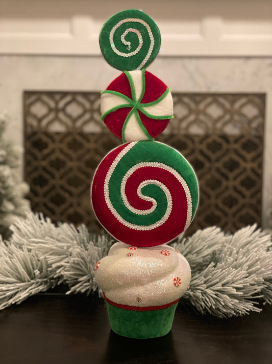 22” topiary mints green/red/white