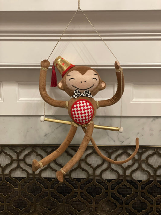 22"x19" Monkey ornament. Circus. Christmas. Party animal.