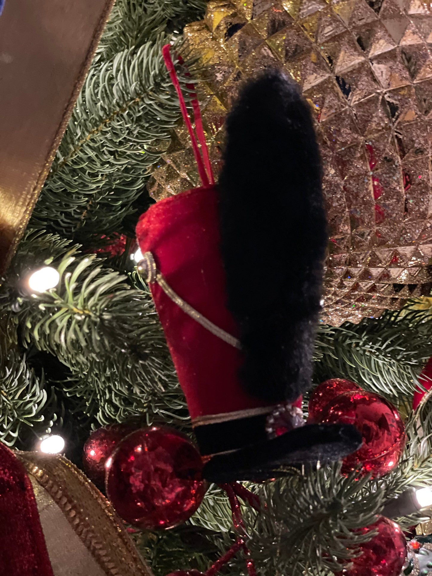5” velvet soldier hat with plume ornament