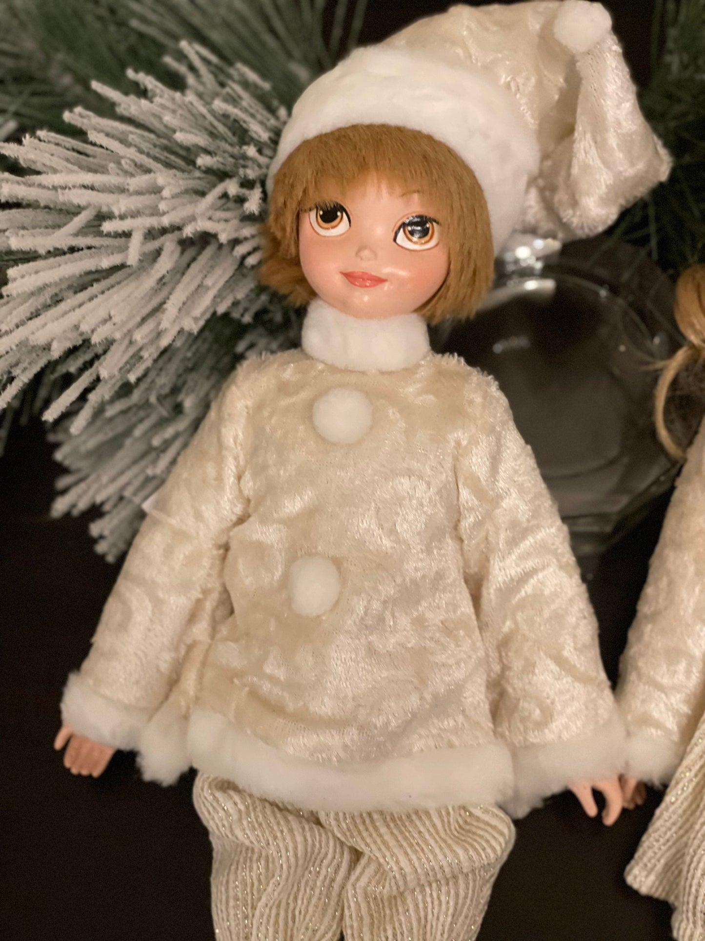 17” Elf boy and girl velvet. Set of 2. Posable.*