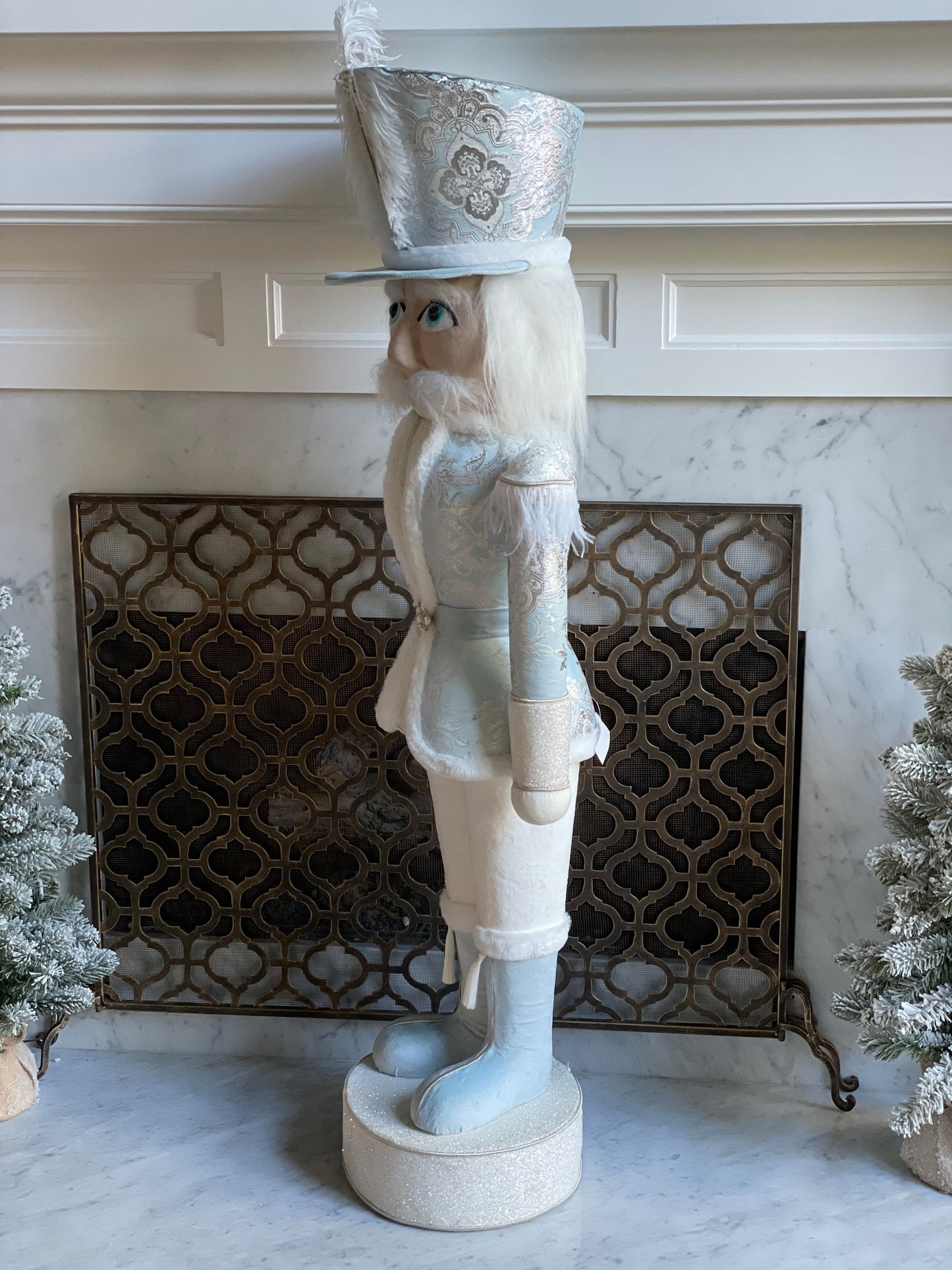 57” Elegant Nutcracker. Baby blue, silver and white.