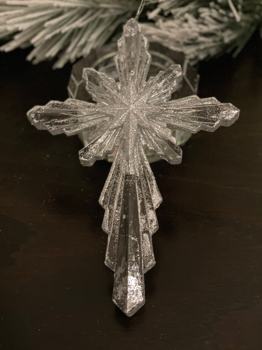 9.5” Cross with star of Bethlehem ornament. acrylic ornament.