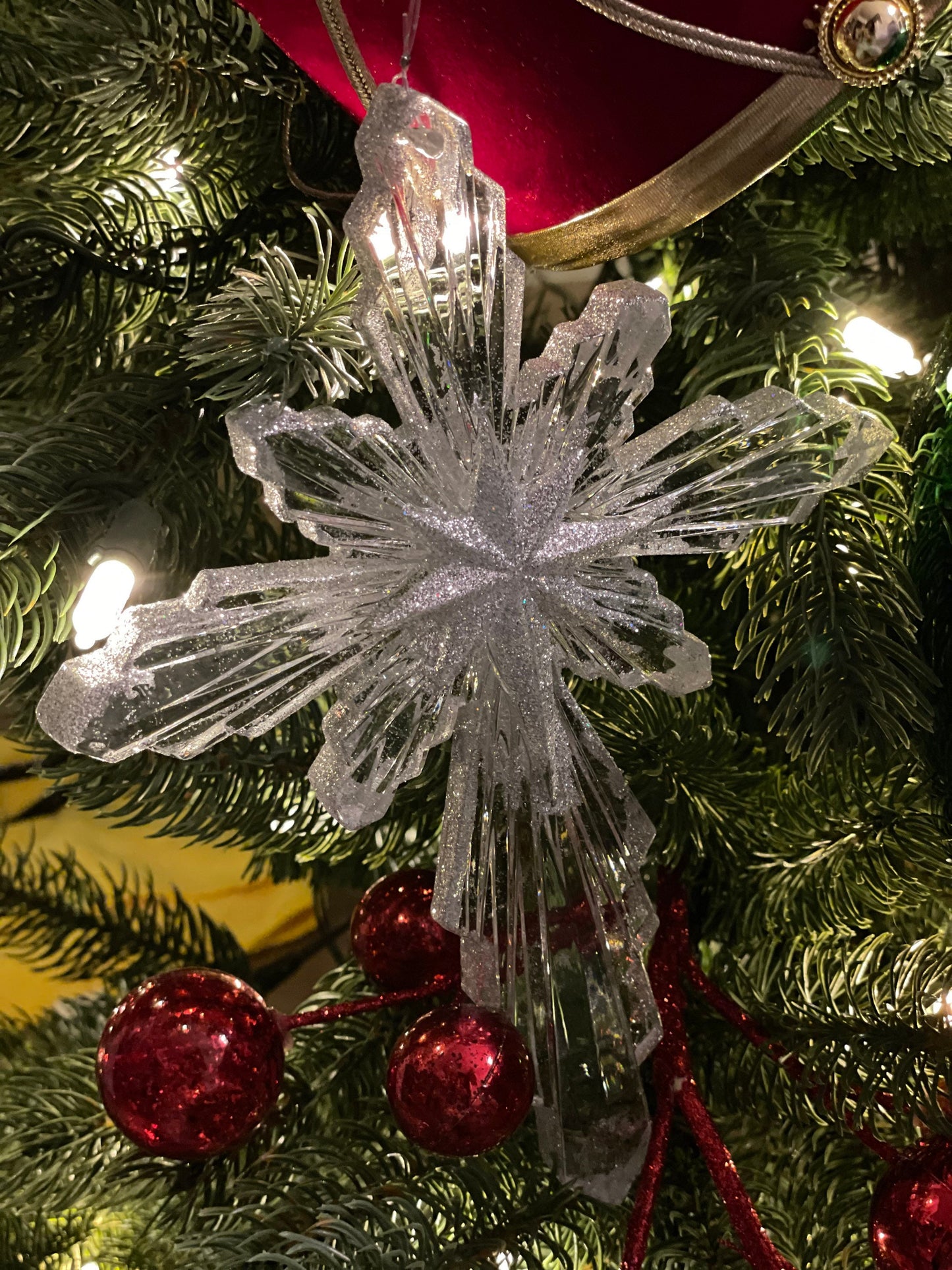 9.5” Cross with star of Bethlehem ornament. acrylic ornament.