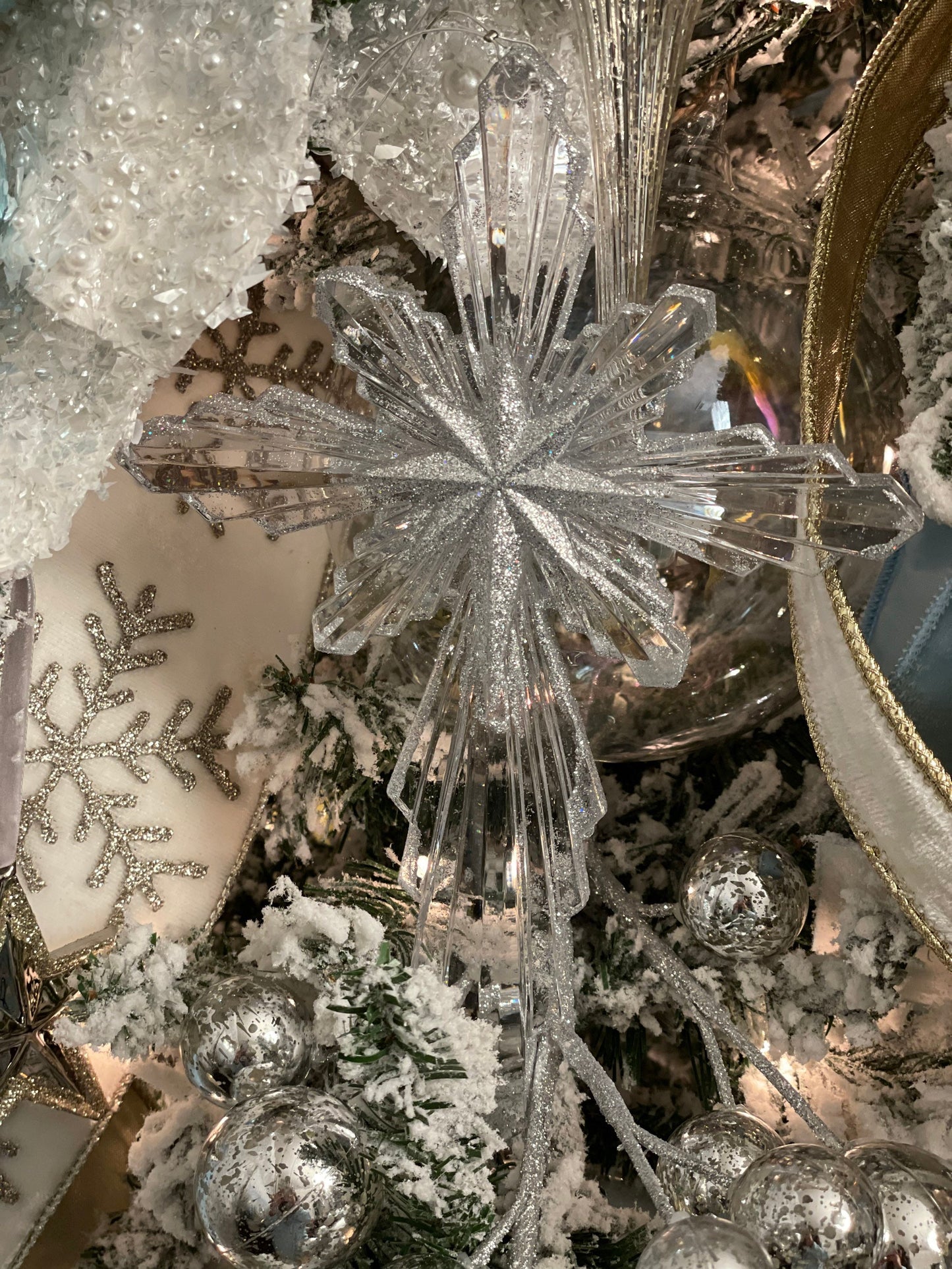 9.5” Cross with star of Bethlehem ornament. acrylic ornament.