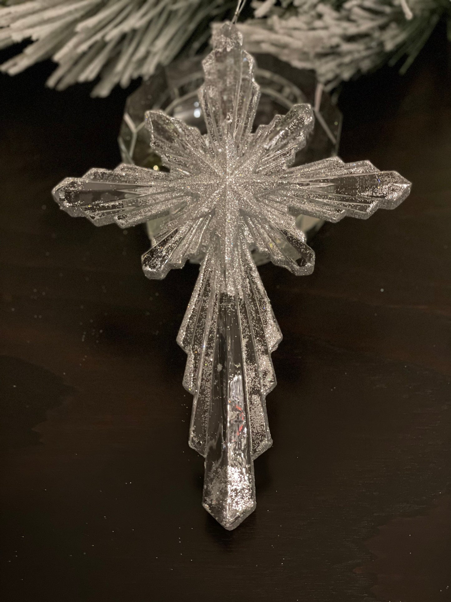9.5” Cross with star of Bethlehem ornament. acrylic ornament.