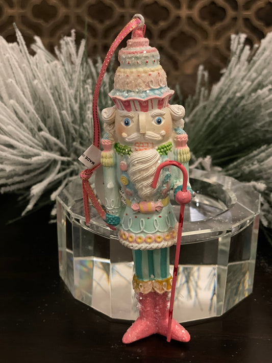 6” pastel candy nutcracker ornament.