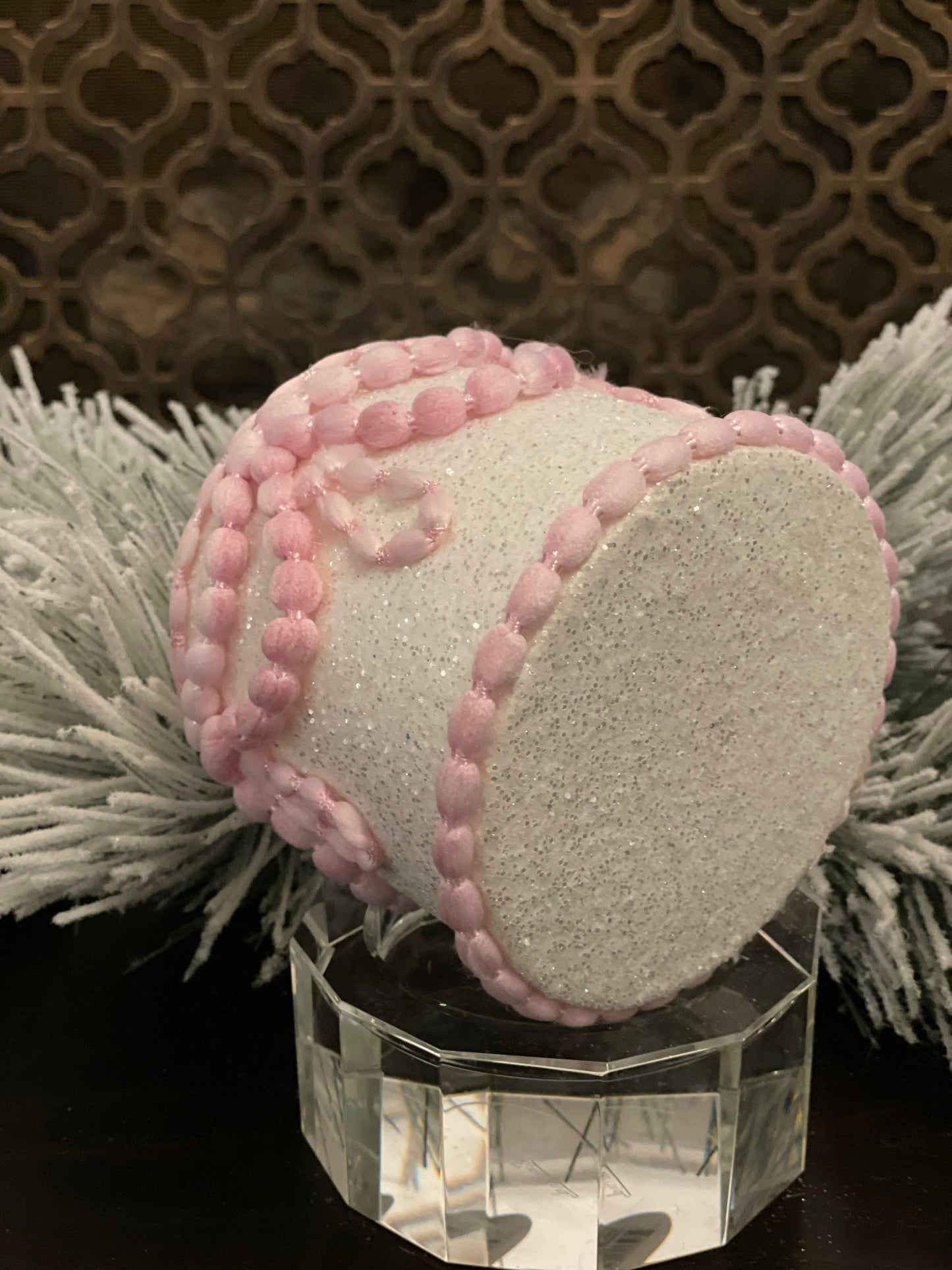5" Pastel candy decorated cake ornament. White.