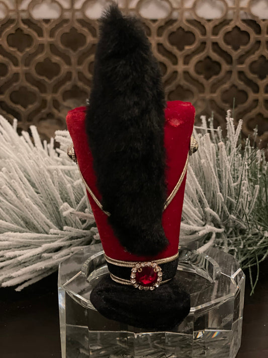 5” velvet soldier hat with plume ornament
