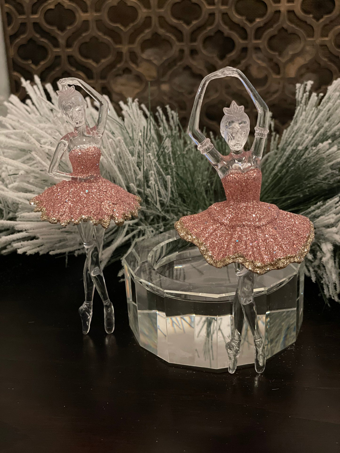 7.5 "acrylic ballerina sweet dreams couple dancing. Set of 2. Pink.