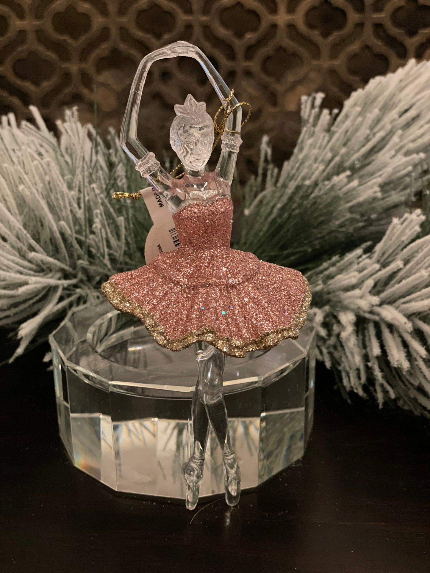 7.5 "acrylic ballerina sweet dreams couple dancing. Set of 2. Pink.