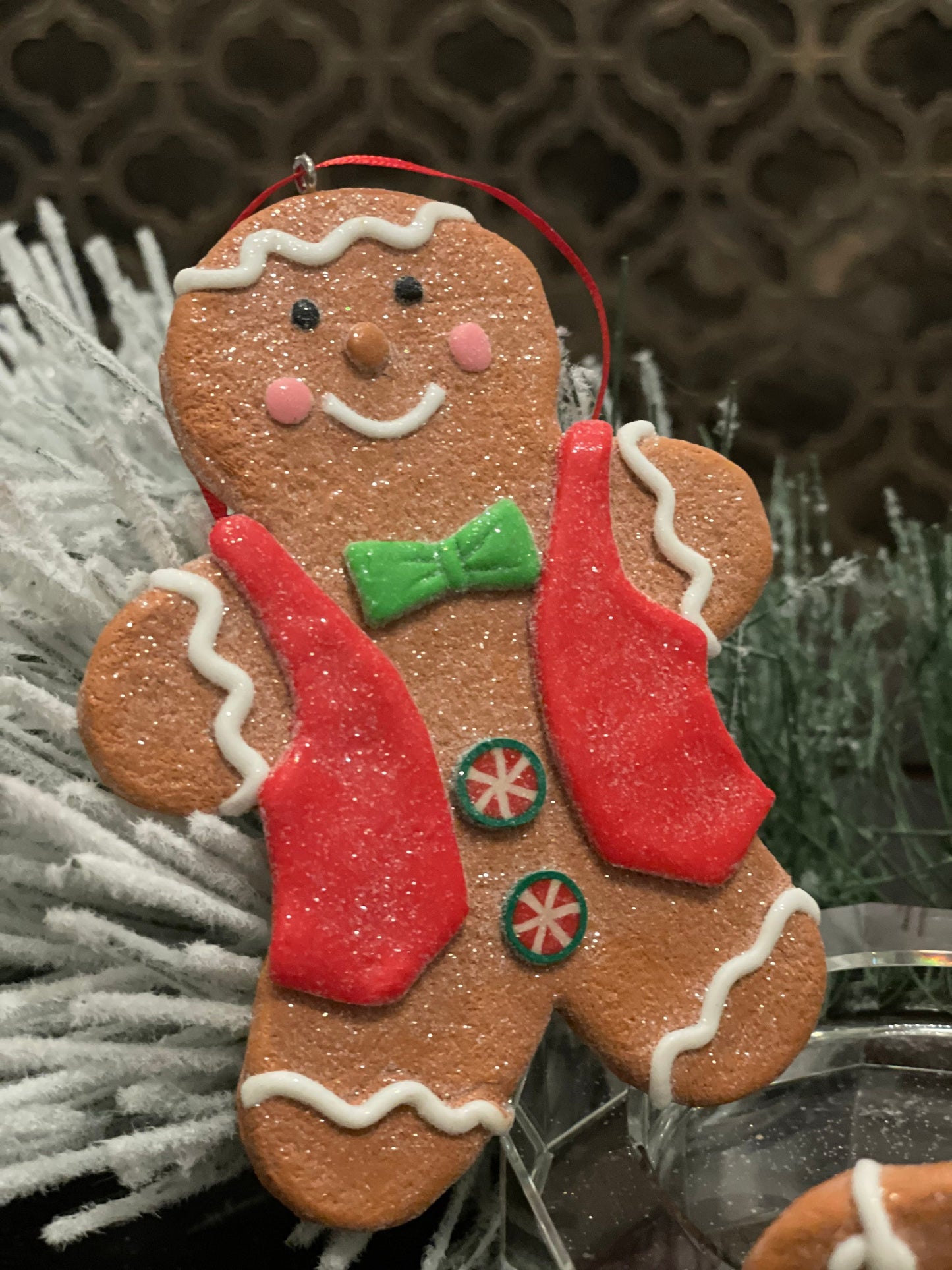 5” gingerbread boy and girl ornament. candy Christmas. Set of 2.
