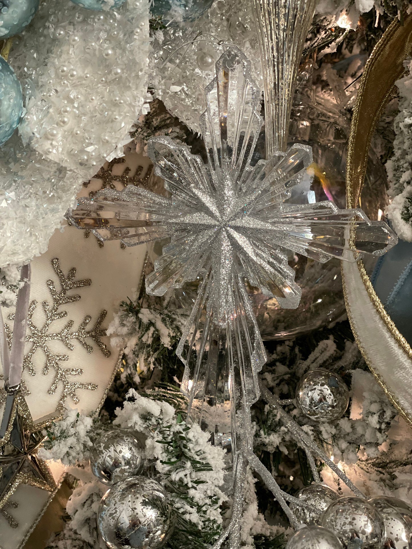 9.5” Cross with star of Bethlehem ornament. acrylic ornament.