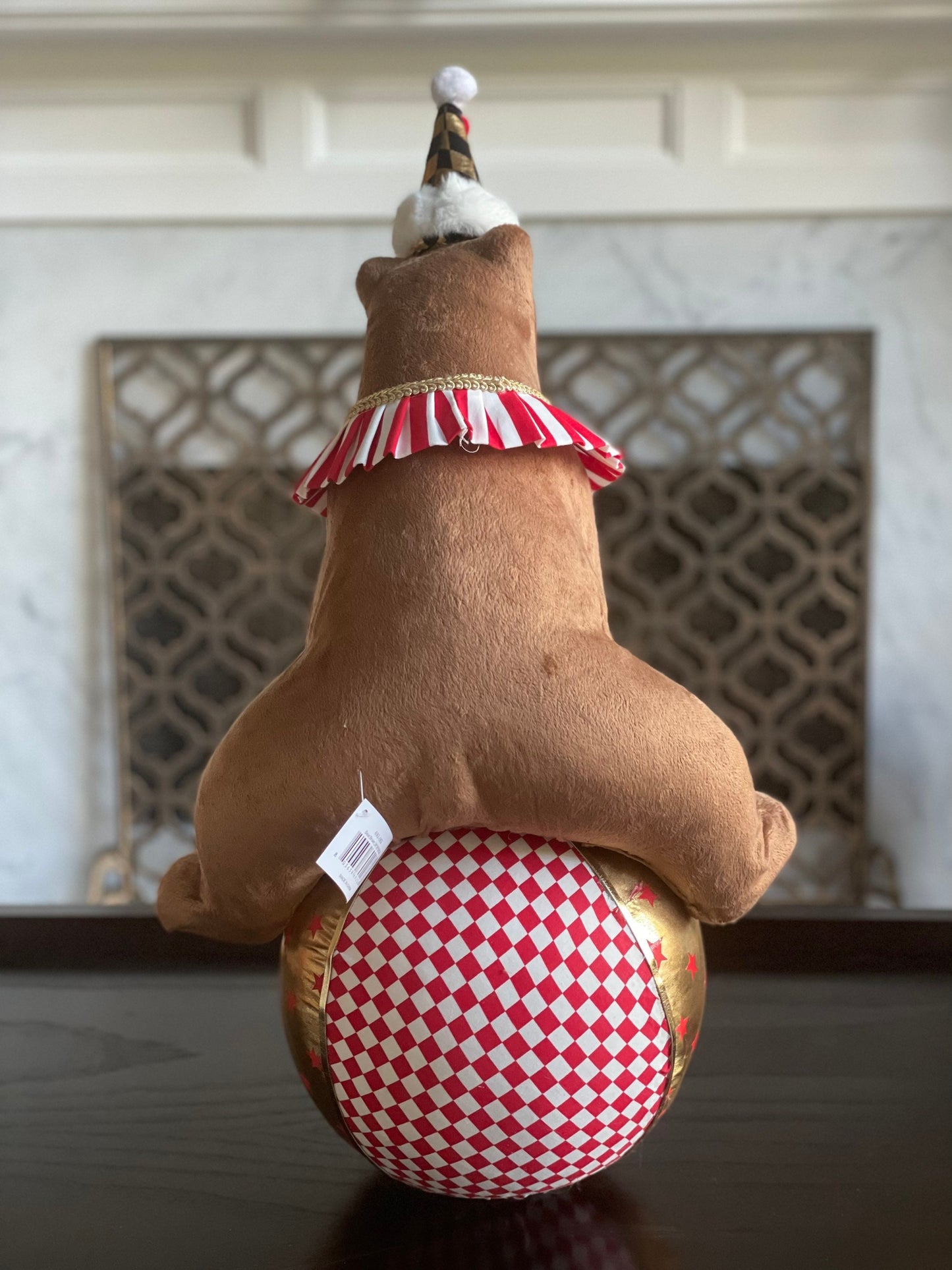 25"Bear on ball tabletop. Circus. Christmas. Animal party.