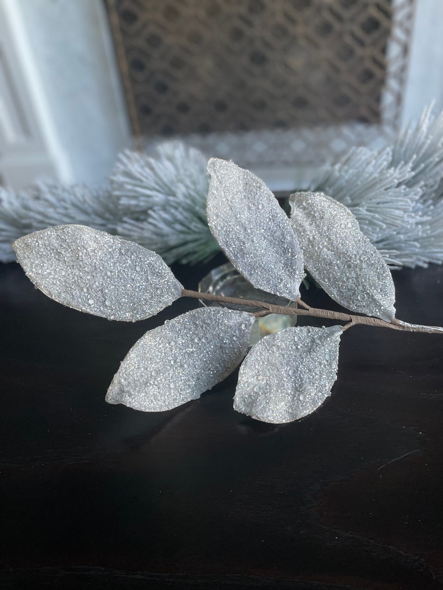 30.5” Magnolia icy gray spray. Beaded. Beautiful!