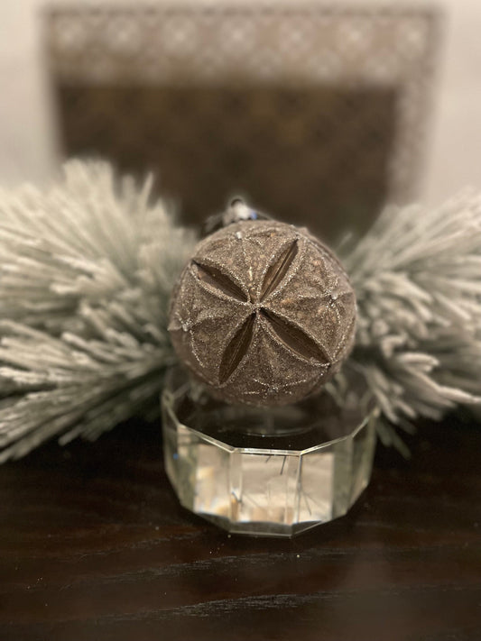 Set of 2. 4" Glass mercury jewel petal ball.