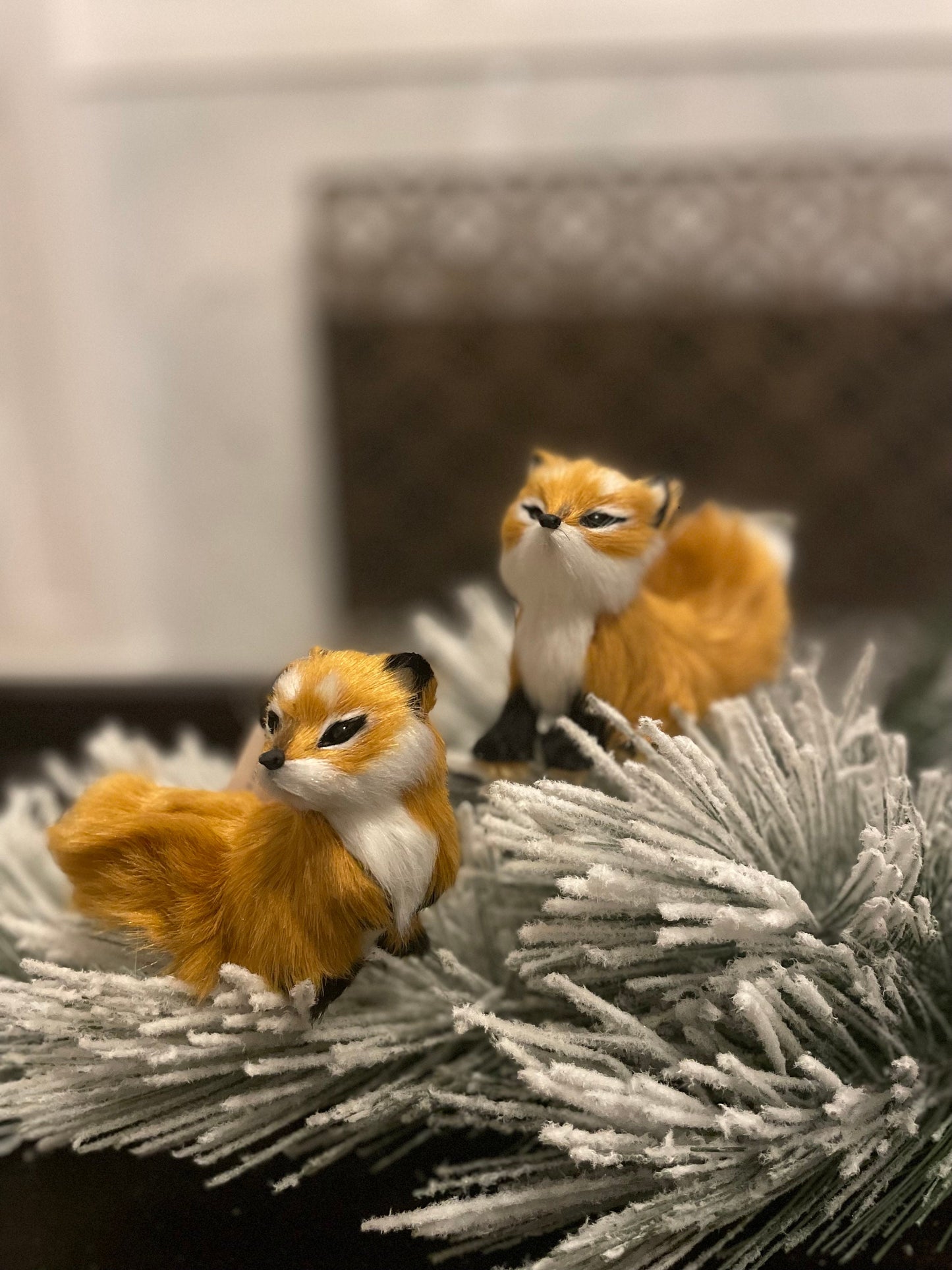 Set of 2. 5" Fox ornament. Forest animal.