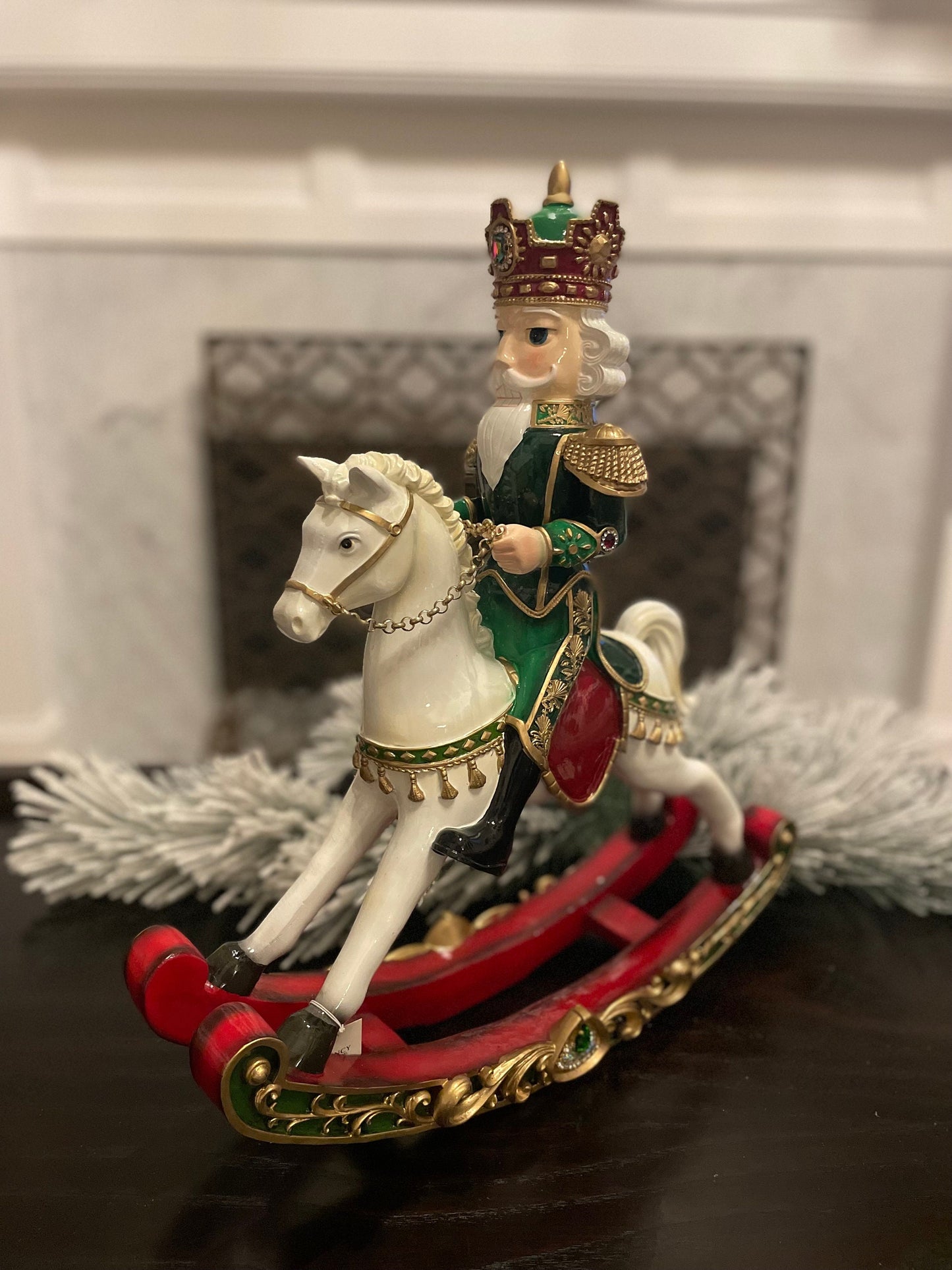 20” Resin Royal jeweled nutcracker rocking horse.