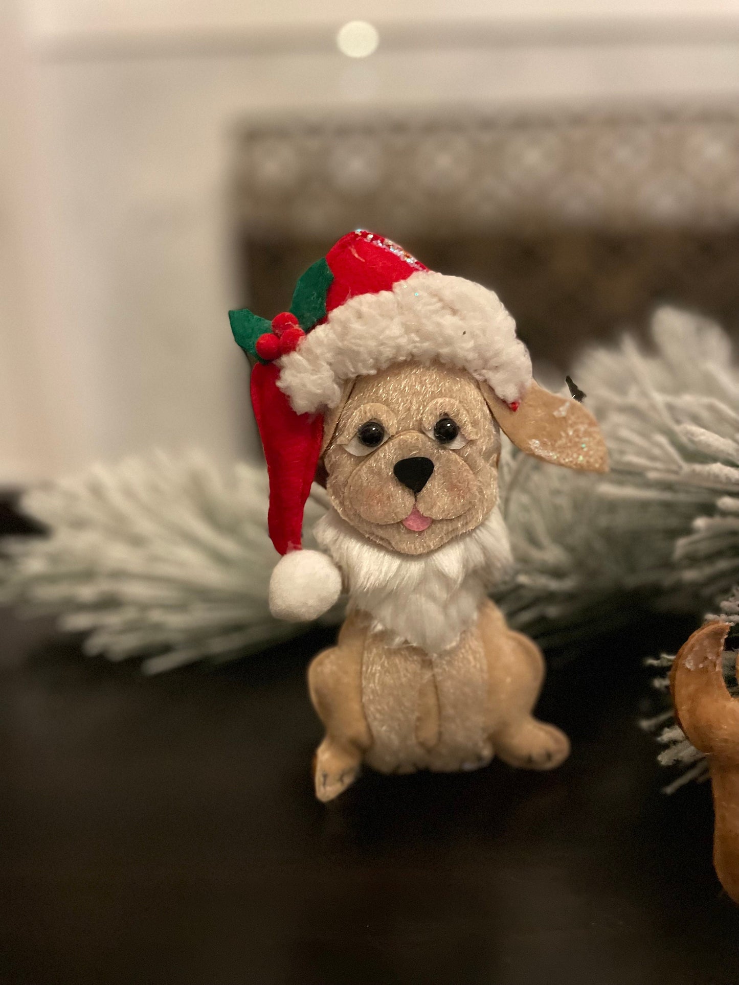 Set of 4. 7.5" Christmas dog ornament. Felt.