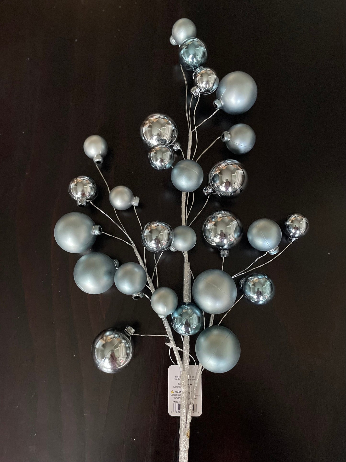 31" Winter blue ball ornament spray.