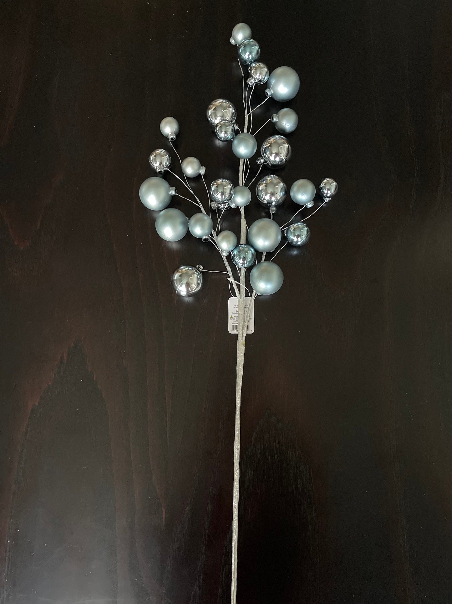 31" Winter blue ball ornament spray.