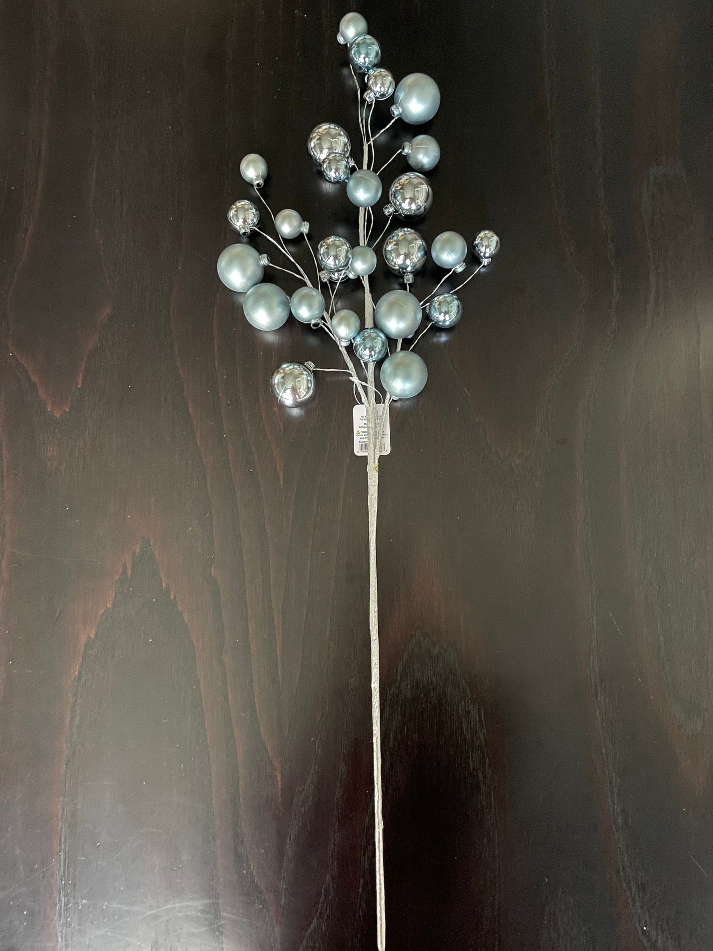 31" Winter blue ball ornament spray.