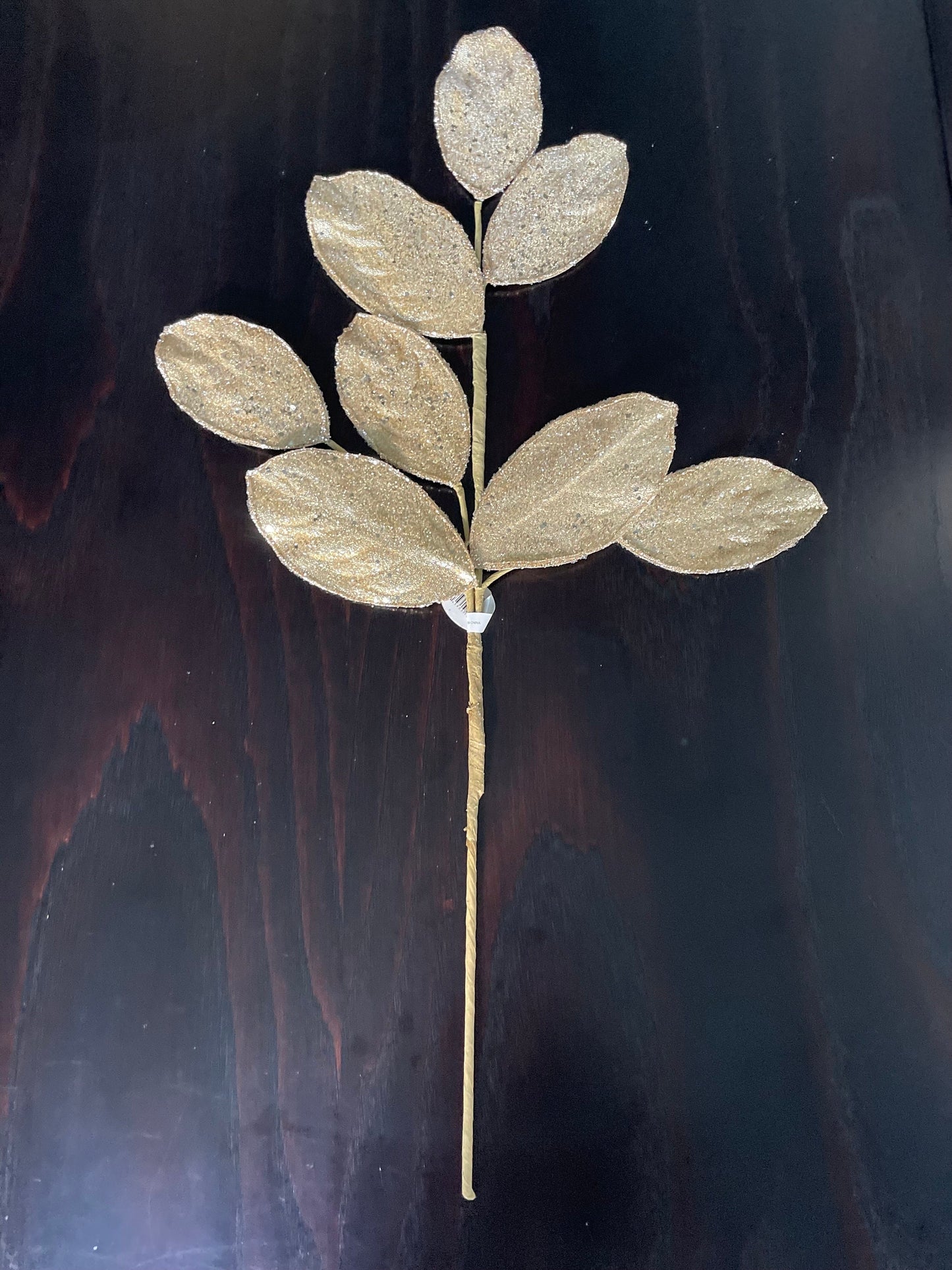 Set of 2. 28" Magnolia leaf spray. Gold. Micro beaded and sequins. Set of 2.